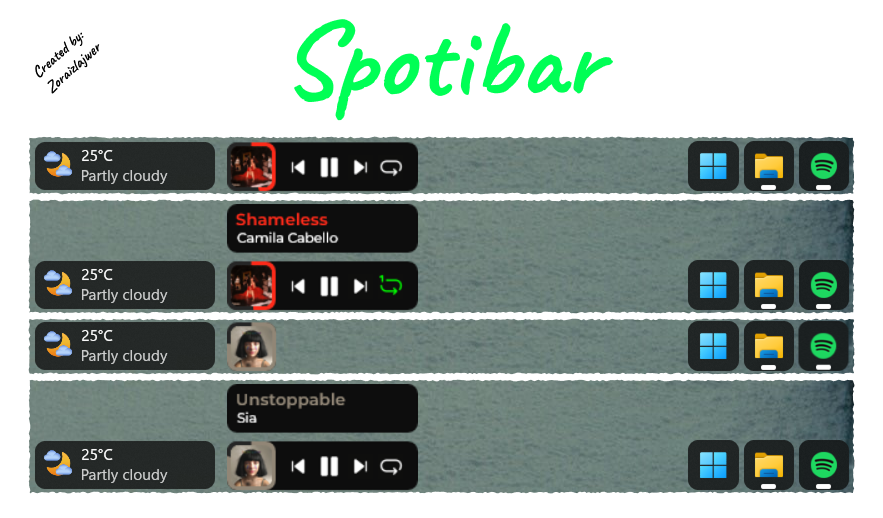 Spotibar Taskbar Preview